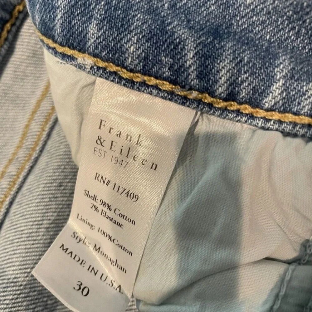 Frank & Eileen Monaghan Mom High Rise Button Fly Raw Hem Jeans Size 30 - Picture 9 of 12